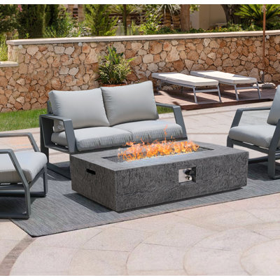 Gray Rectangular Slate Fireplace