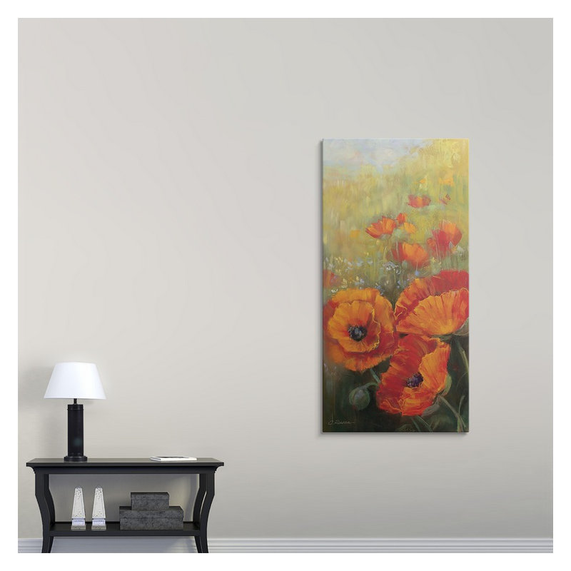 «Orange Poppy Panel» - Impression, H 36 po x l 18 po x P 1,5 po, Toile