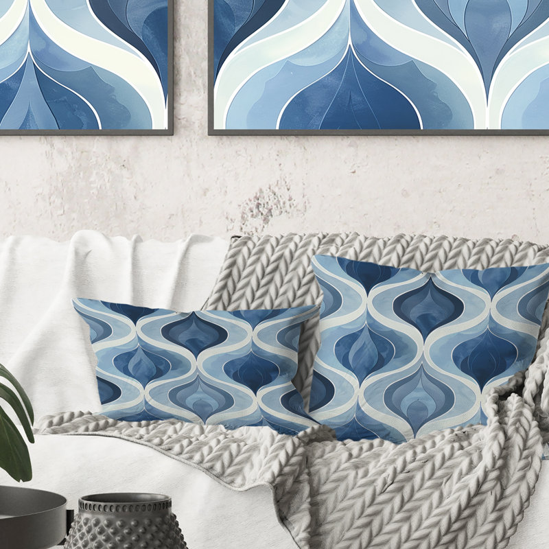 Coussin moderne bleu Ogee Patten III - bleu, H 16 po x l 16 po