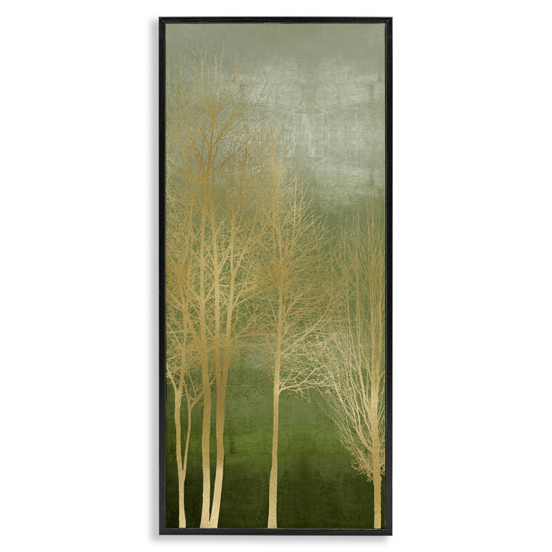 Minimal Gold Branches Framed Giclee, design by Kate Bennett, 24" H x 10" W, Midnight Black Framed Giclee