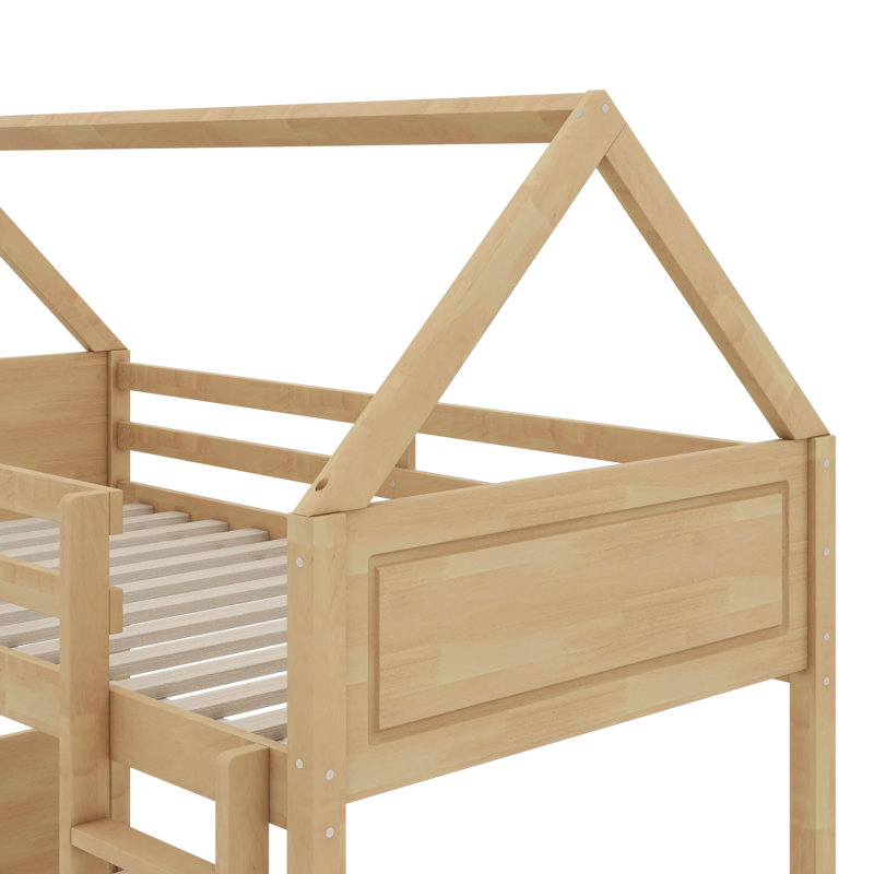 Lit superposé simple au-dessus d'une chambre simple avec échelle et garde-corps, Chêne blanc