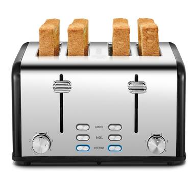 Willz Extra Wide Slot Toaster with Shade Selector, Auto Shut-Off and Cancel Functions, Hinged Crumb Tray, 2-Slice, Black