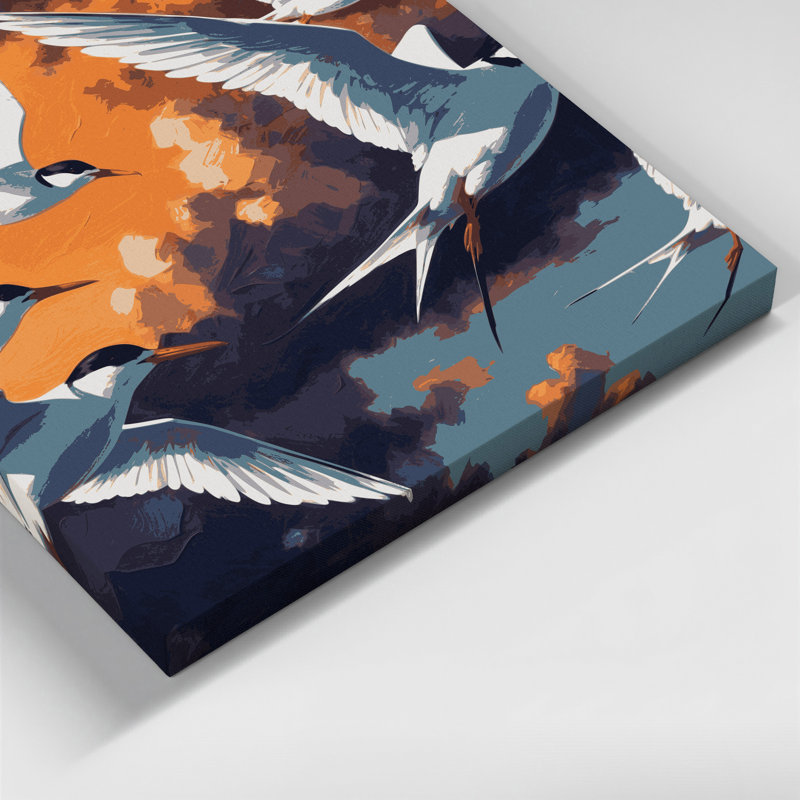 Oiseaux, art mural sur toile mauve caspienne, H 24 po x l 36 po
