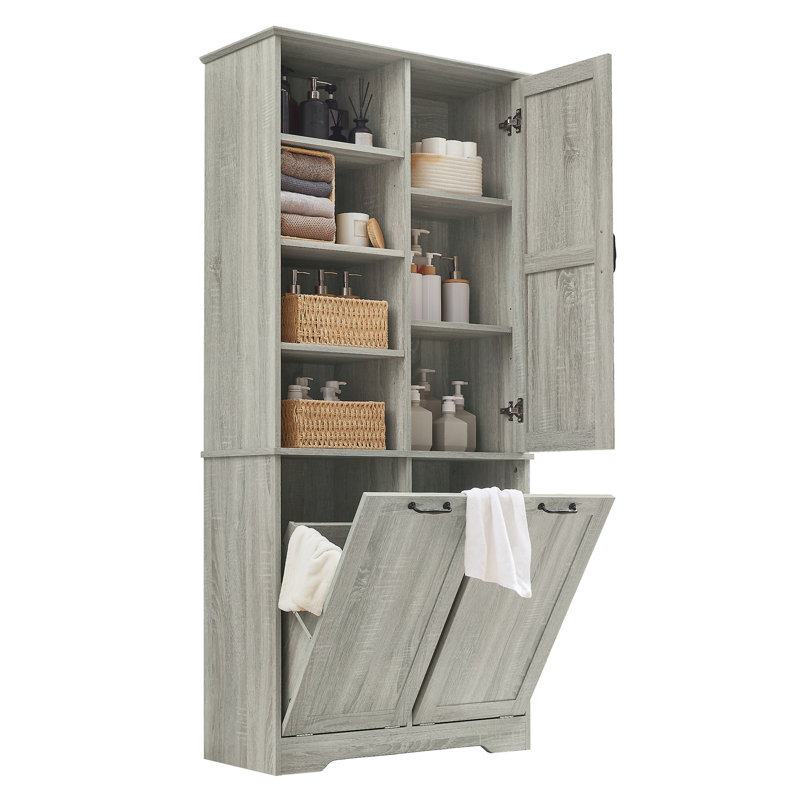 Bathroom Storage Cabinet With Doors And Drawers, Oak