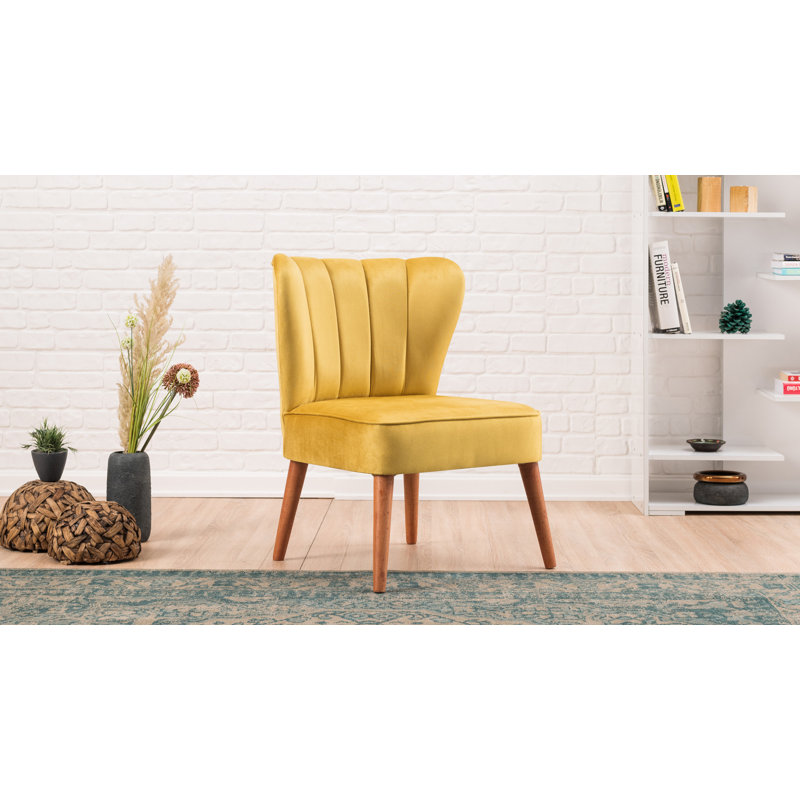 Chaise d'appoint rembourrée Aldobrando, 100 % polyester jaune