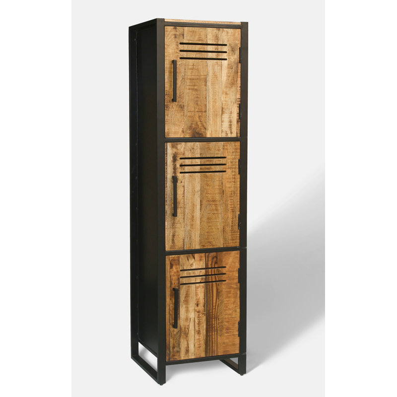 Industrial Mango Wood Tall Cabinet / Locker Sawn Finish