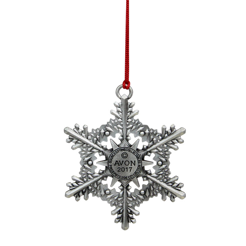 Ornement de Noël flocon de neige 3 po argent et rouge 3 po
