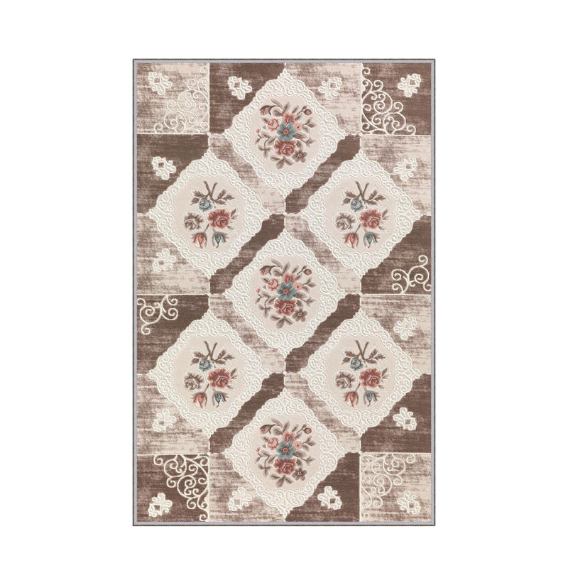 Stylish Hall Carpet (3.3 x 6.6 ft), 100% Polyester, 0.3 in Pile Height | Antibacterial, Non-Slip PVC Felt Dot Underside | Machine Washable, 3D Digital Print, Durable & Easy to Clean | Perfect for Entryway & Living Areas