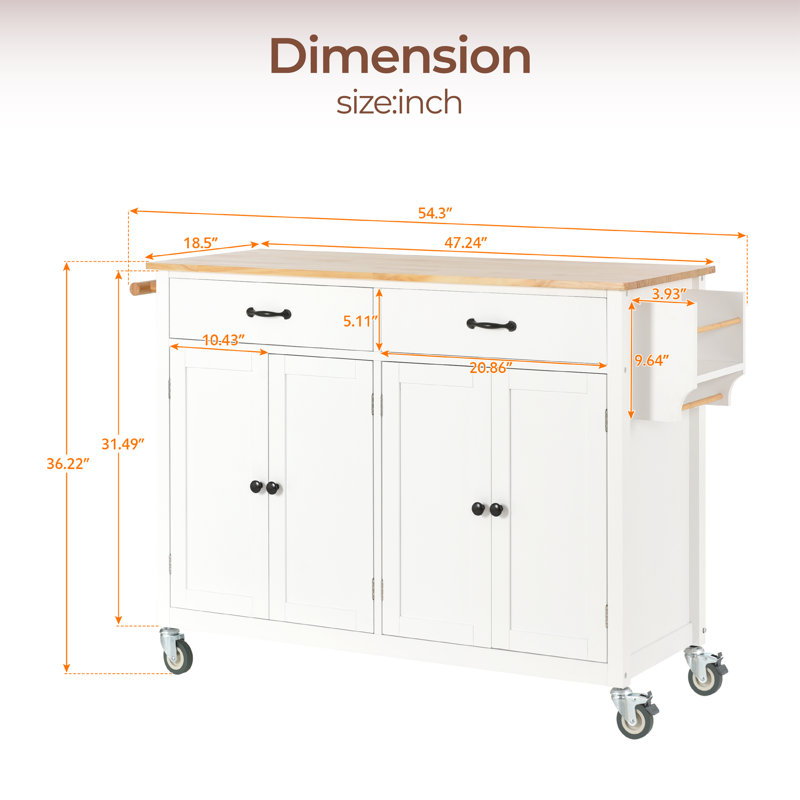 Ayyan Wood Kitchen Cart, White