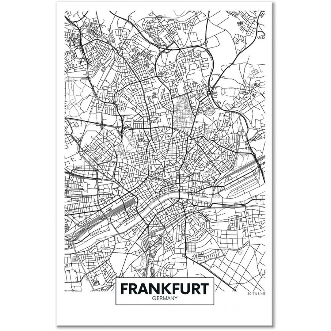 Leinwandbild Karte von Frankfurt