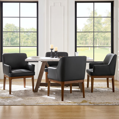 Ensemble de chaises de salle à manger de style moderne Mid-Century avec pieds en bois massif Glenys