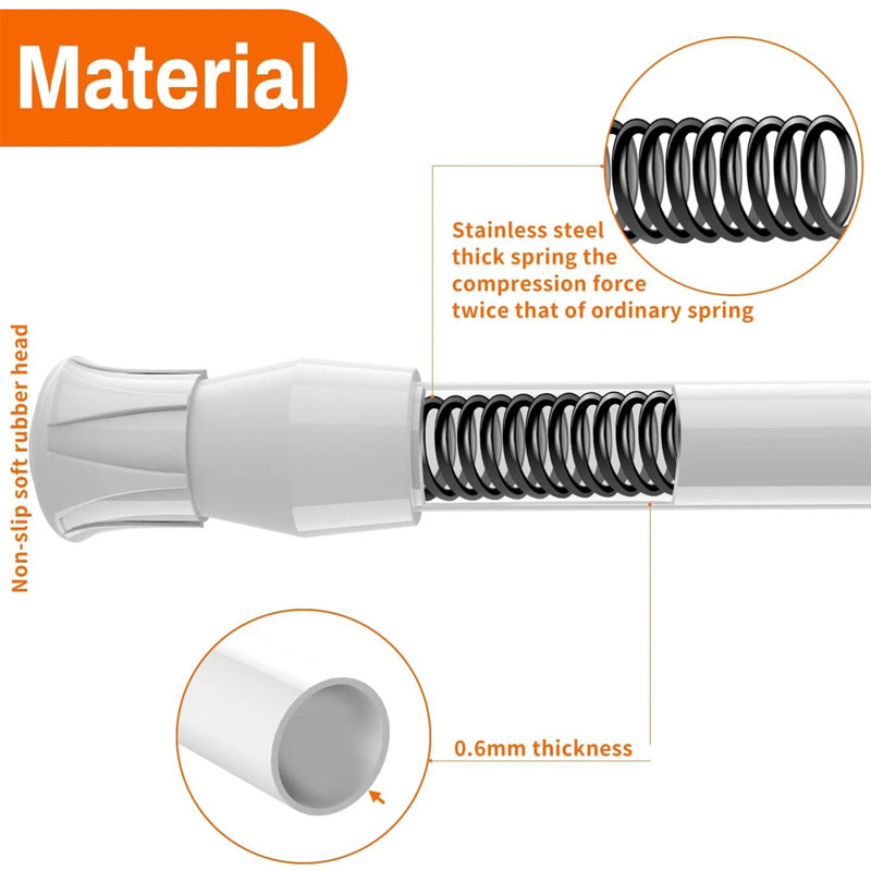 6 Pack Spring Tension Curtain Rod, Expandable, White, 15.7"-28"