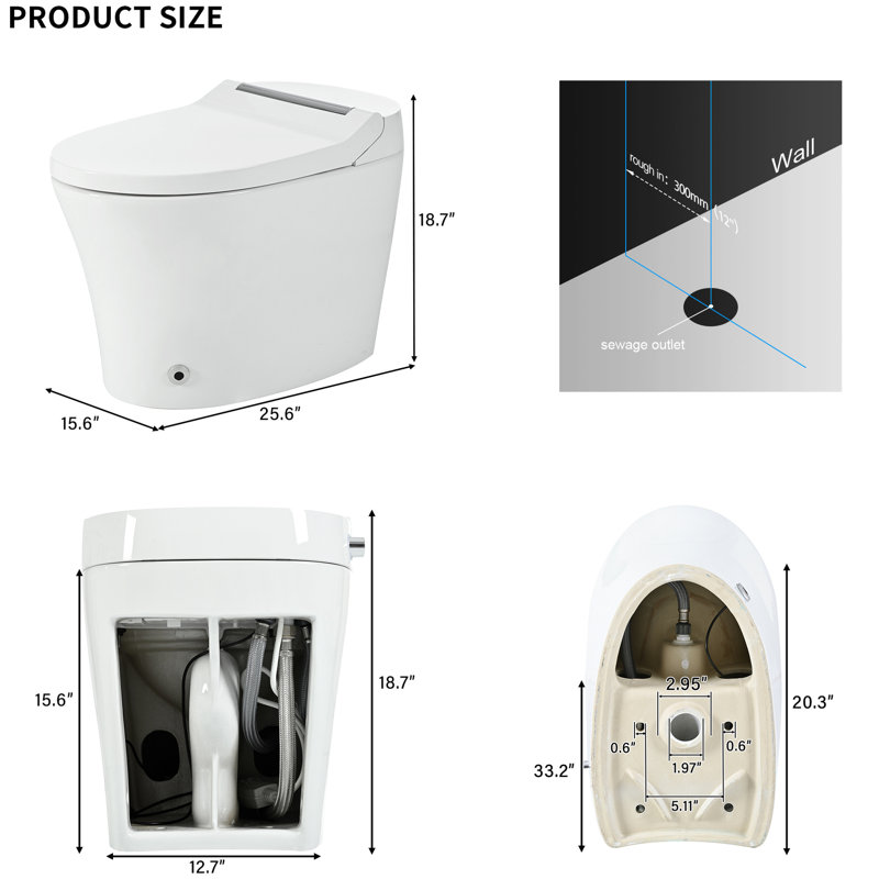 Toilette intelligente avec chasse d'eau à capteur de pieds et système de conservation de l'eau