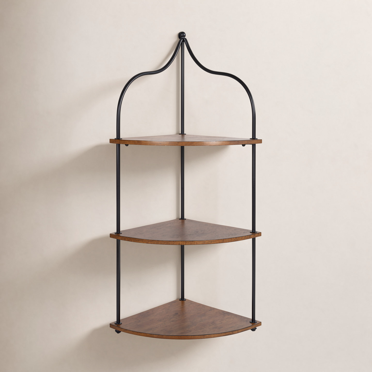17" Corner Shelf, Brown/Black