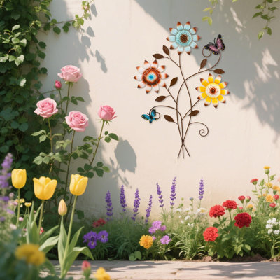 Metal Sunflower Wall Decor with Butterfly