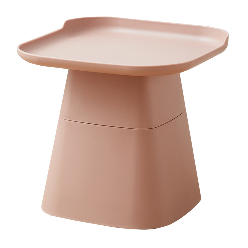 Square Shaped Coffee Table Couch Table For Living Room Modern Side Table, 15.7" H x 18.9" W x 18.9" D, Pink
