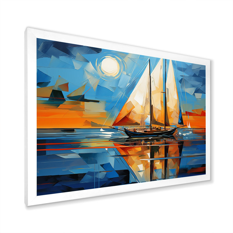 Sailboat Abstract Maritime II - Sailing Boat Canvas Art Print, H 30 po x l 40 po x P 1,5 po, Cadre simple blanc