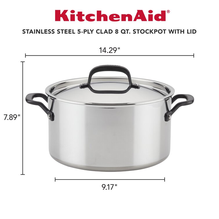 D5 Stainless Polished 5-Ply 12 Inch Skillet