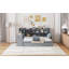 Lit de jour simple en bois avec 3 tiroirs, ports USB et bureau