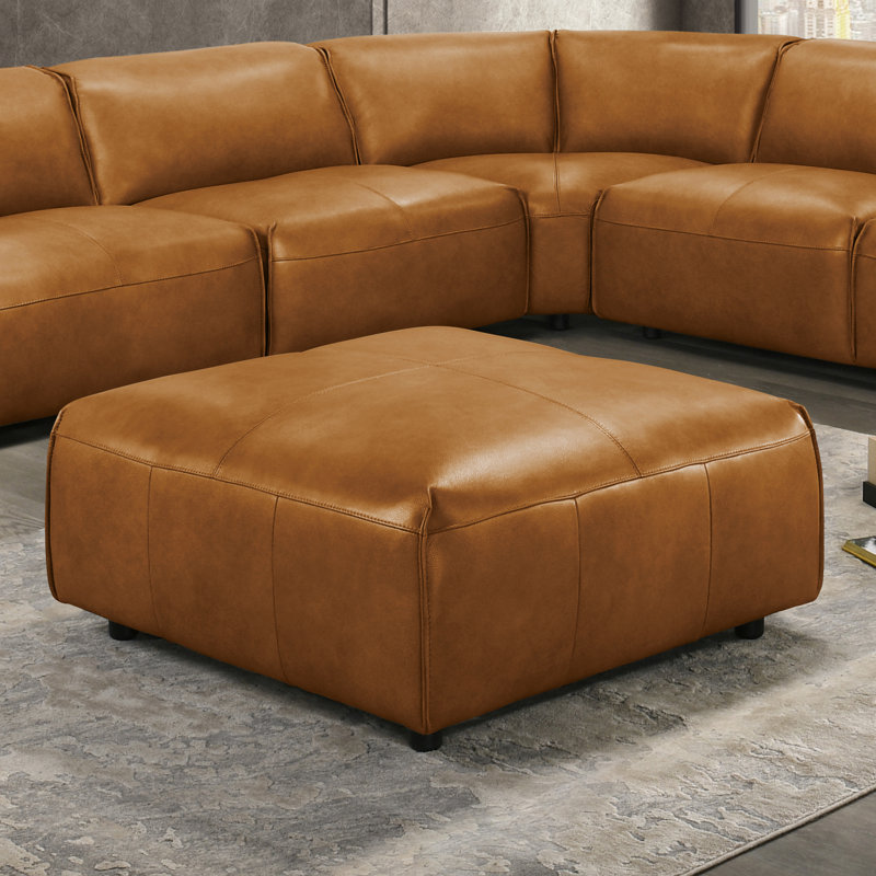 Repose-pieds en cuir Fernagh, Brown Genuine Leather