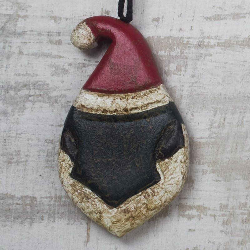 Ensemble d’ornement figurine suspendu en bois de père noël africain 3 pièces