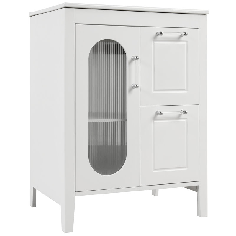 24'' Single Bathroom Vanity with Ceramic Top, White