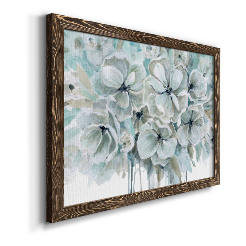 Teal Harmony I - peinture sur toile encadrée, H 37,5 po x l 27,5 po x P 1,5 po, Toile encadrée noyer