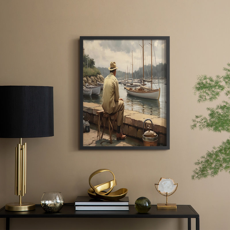 Série NAUTICAL DCV III - Impression encadrée de qualité supérieure - Prêt à être accroché - Aucun clou requis, Noir