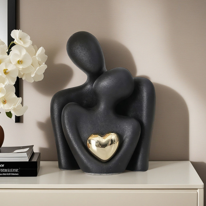 Mini statue de couple en céramique, Black