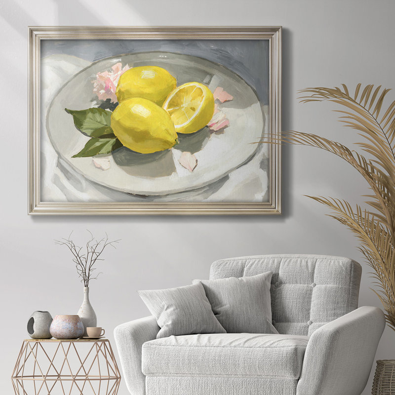«Lemons on a Plate I», reproduction sur toile encadrée, H 23 po x l 32 po x P 2,5 po