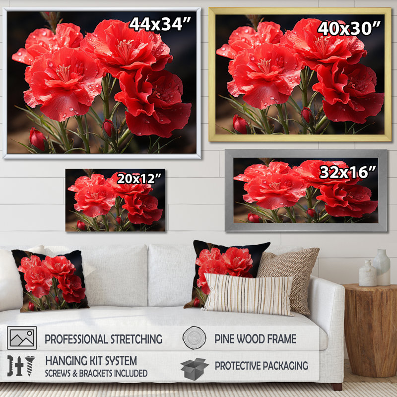 Carnations Field IV, reproduction d'art sur toile, H 12 po x l 20 po x P 1 po, Toile tendue