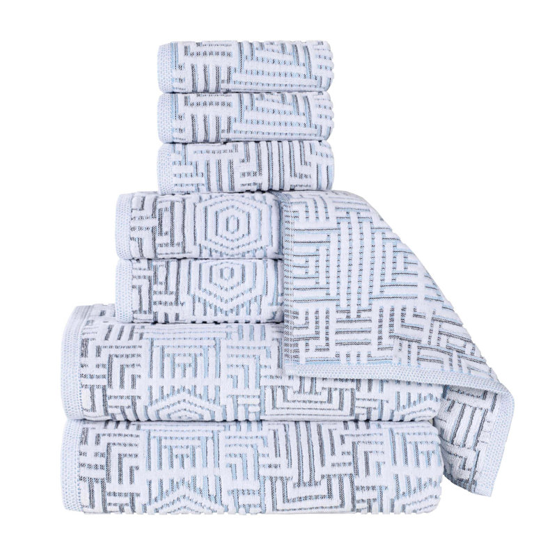 Ensemble de 8 valises pour chambre d'amis 100% coton, Bleu