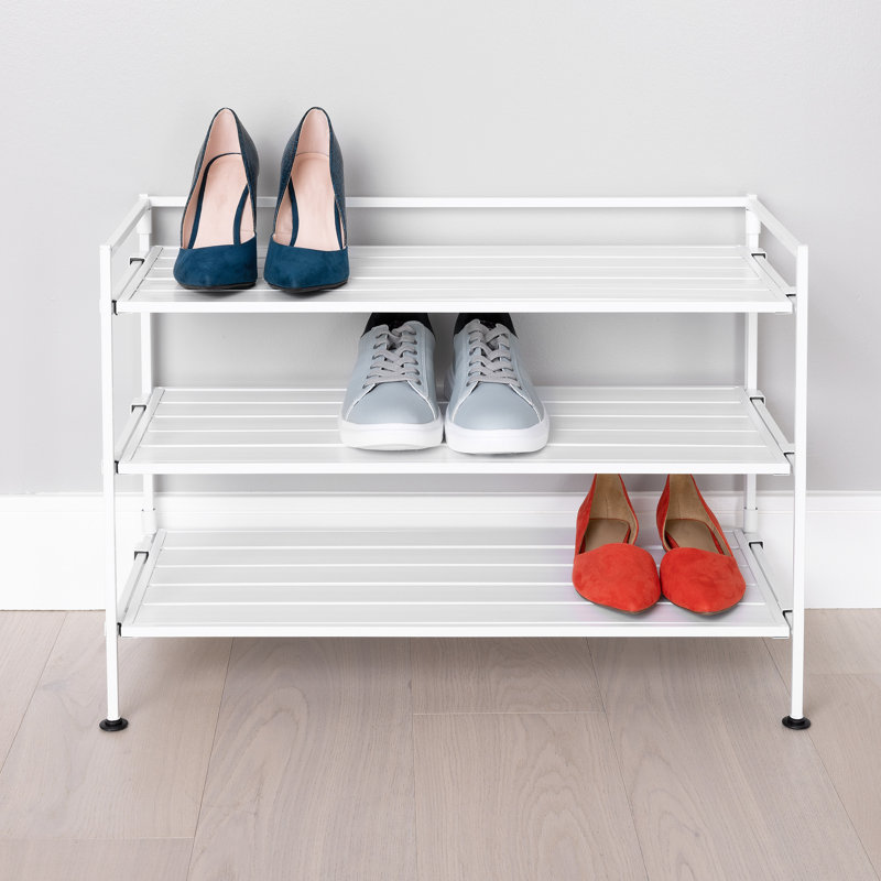 3-Tier (12 Pair) Stackable Resin Shoe Storage Rack, White
