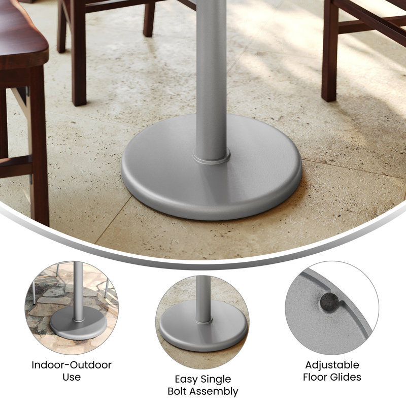 Base de table de restaurant Jackson Heights, 18 po, Argent argent