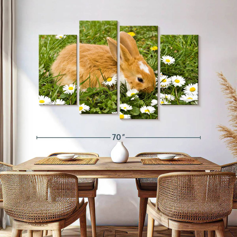 Brampt marguerites et lapin, H 42 po x l 68 po