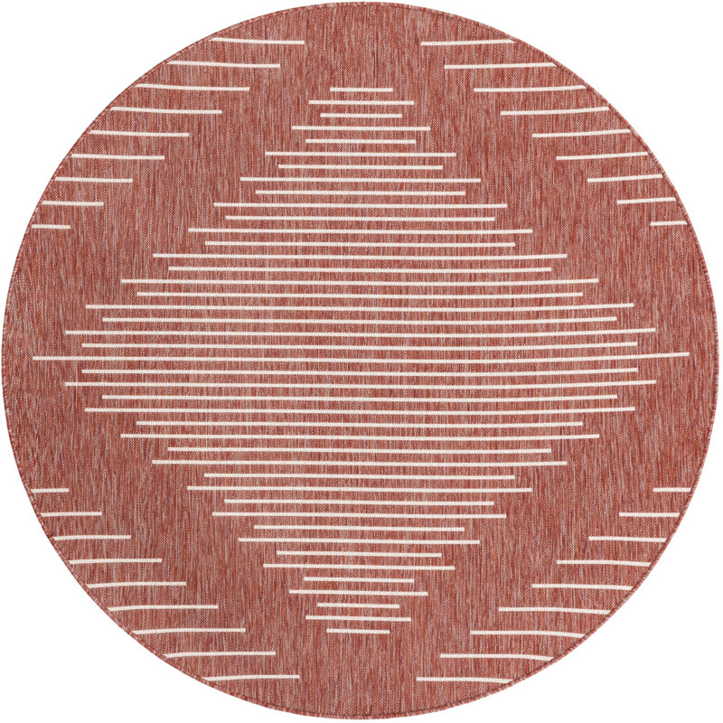 Tapis géométrique en polypropylène tissé à la machine Wallington, Rond 6 pi