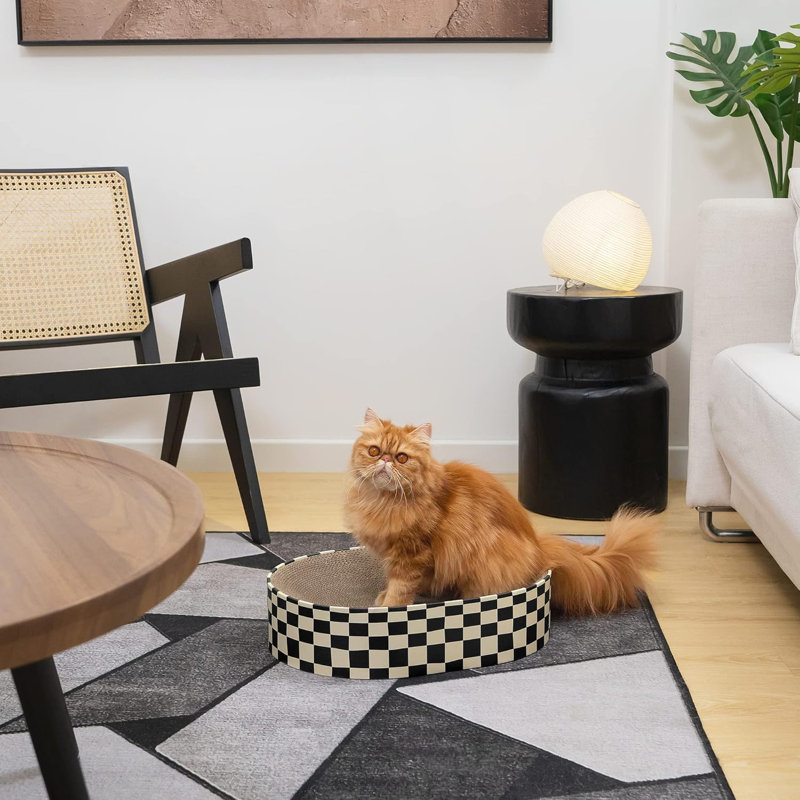 Cat Scratcher Cardboard Oval Cat Scratch Pad Bowl For Indoor Kitty Grinding Claw,Round Kittens Scratching Board Corrugated Lounge Pet Beds&Furniture Protector For Couch&Carpets&Sofas