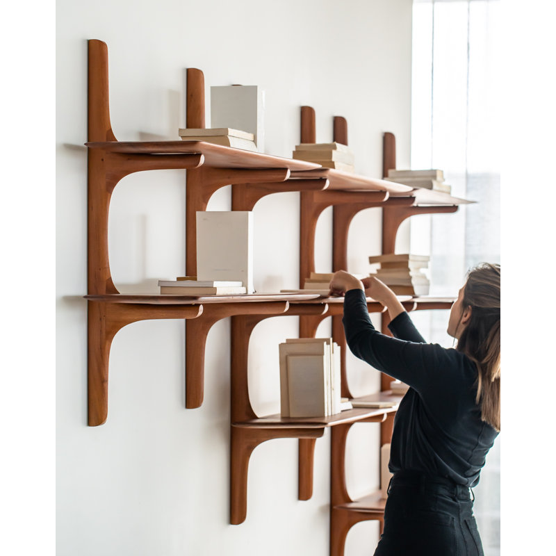 PI Wall Shelf - Varnished Brown - 2 Shelves, Varnished Brown