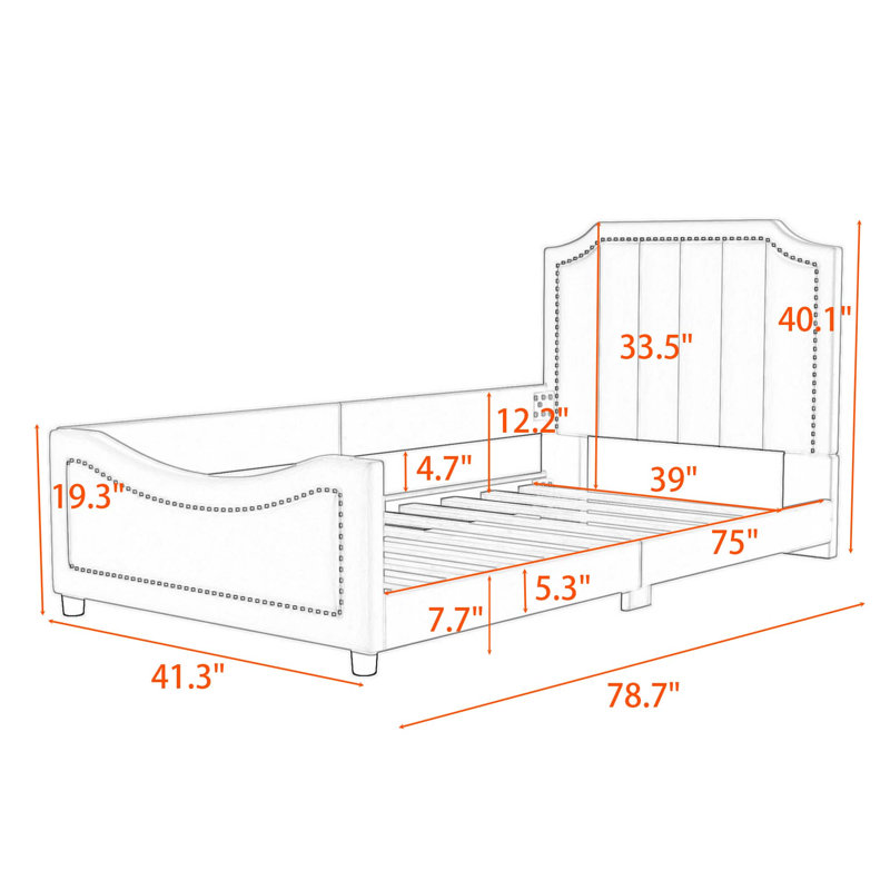 Latory Upholstered Youth Bed, Gray