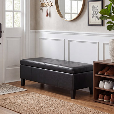 41" Wide Faux Leather Upholstered Storage Ottoman Bench