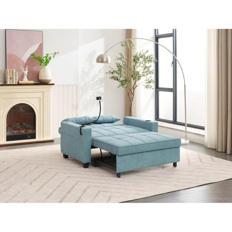 Fauteuil inclinable en cuir futon 3-en-1, Bleu