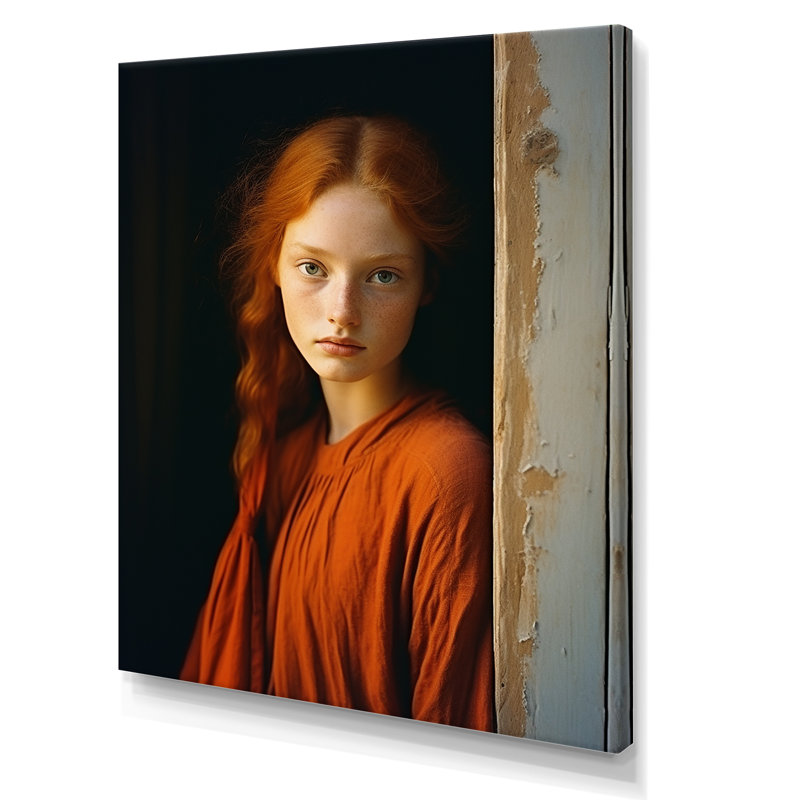 «Woman Portrait Tangerine Tales» sur toile, Toile tendue, 40" H x 30" W