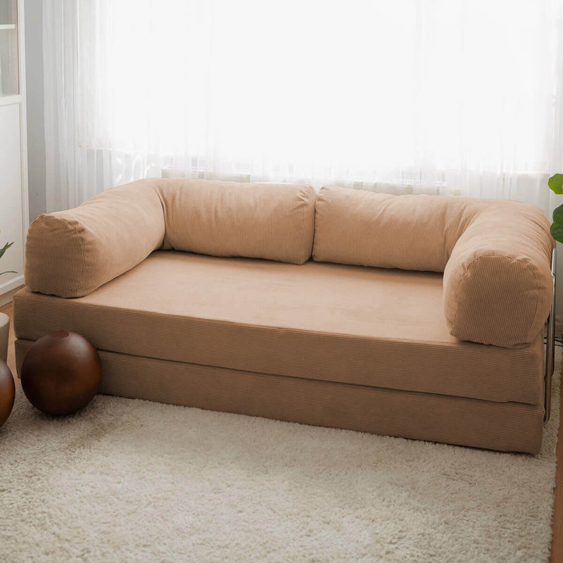 3-Seat Sofa-Bed, Brown, 3, 39.37" H x 27.56" W x 78.74" D