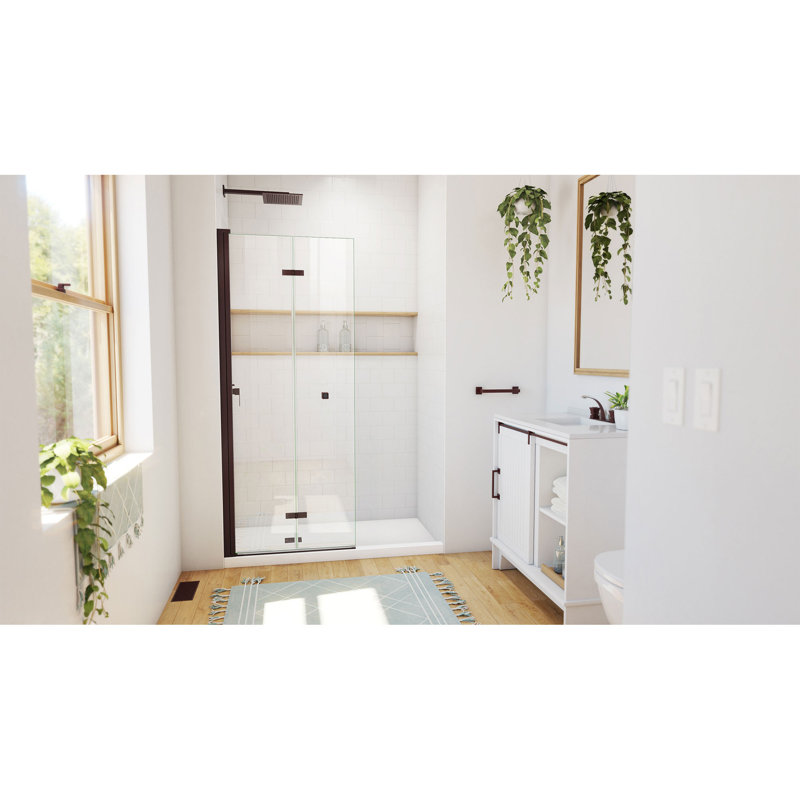 DreamLine Aqua-Q Fold 29 1/2 inch W x 72 inch H Frameless Bi-fold Shower Door in Oil Rubbed Bronze, Oil Rubbed Bronze, 29.5"