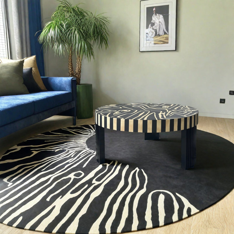 Artistic Black Coffee Table, 17.7" H x 37.4" L x 37.4" W