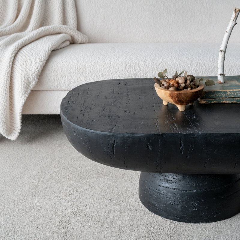 Table basse moderne moderne ovale organique, Noir