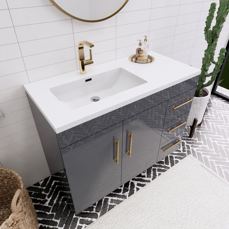 Ensemble de meuble-lavabo simple 42 po Spring, Gris brillant