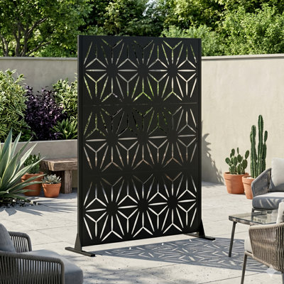 Écran d'intimité en métal pour l'extérieur autoportant, panneaux de clôture décoratifs en métal H 72 po x l 46 po avec base stable, écrans de séparation portables pour patio, terrasse, balcon, cour, jardin