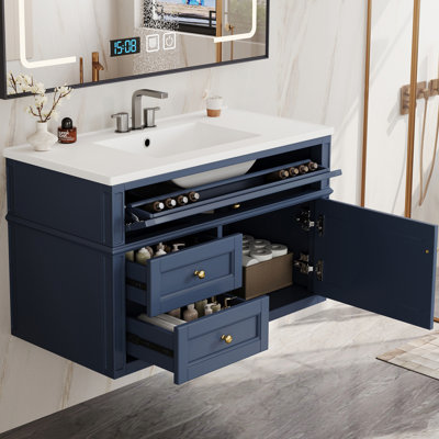 36" Floating Bathroom Vanity With Ceramic Sink