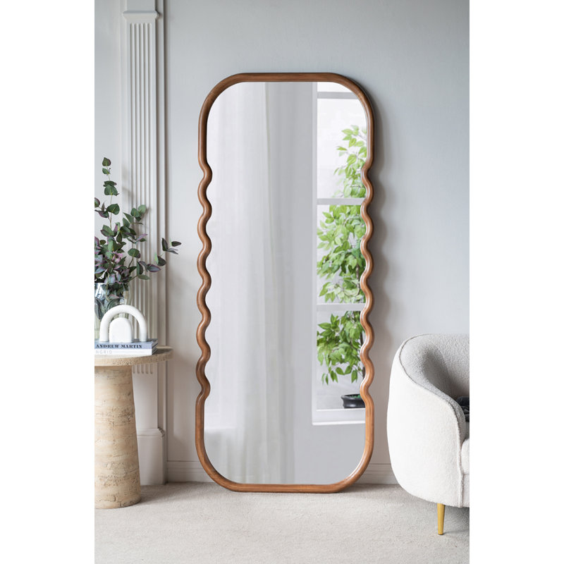 Miroir surdimensionné en bois 31,4 x 1,4 x 74 po avec cadre brun unique